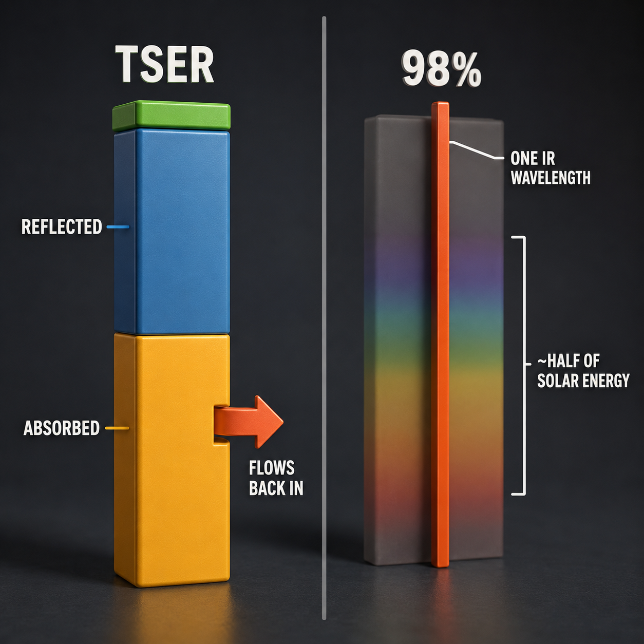 Infographic — Ask: Rejected How, Across What?: TSER counts everything. '98%' usually counts one wavelength.