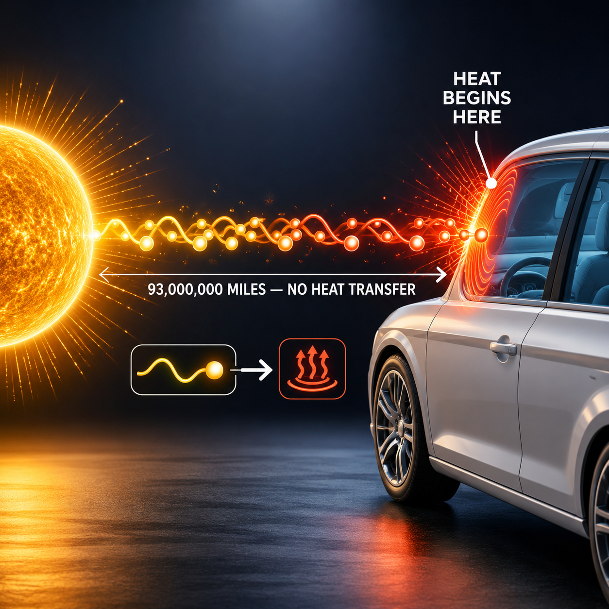 Infographic — The Sun Doesn't Send Heat: It sends energy. Materials on Earth do the rest.