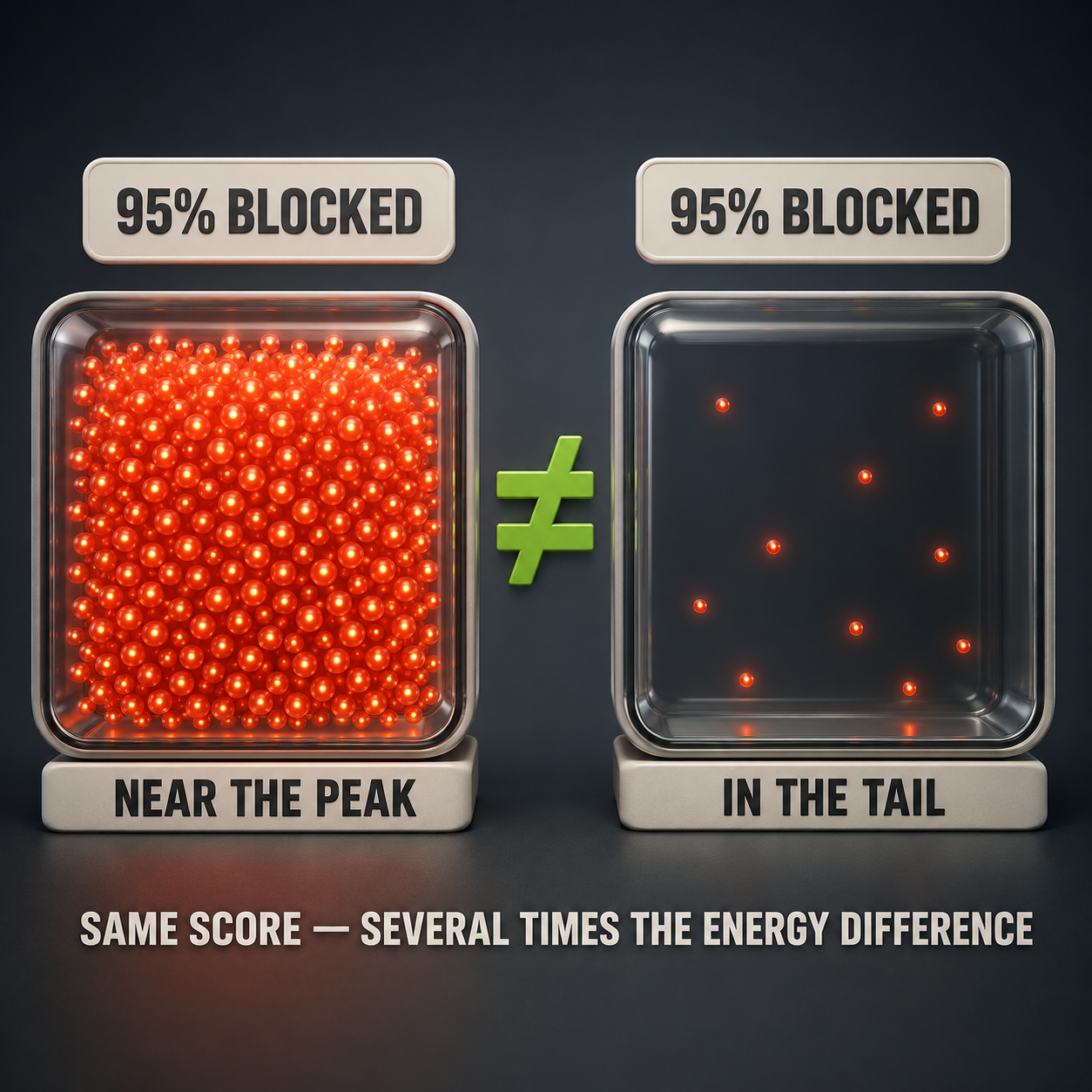 Infographic — Same Percentage. Different Reality.: Where on the spectrum a performance number lives matters as much as the number itself.