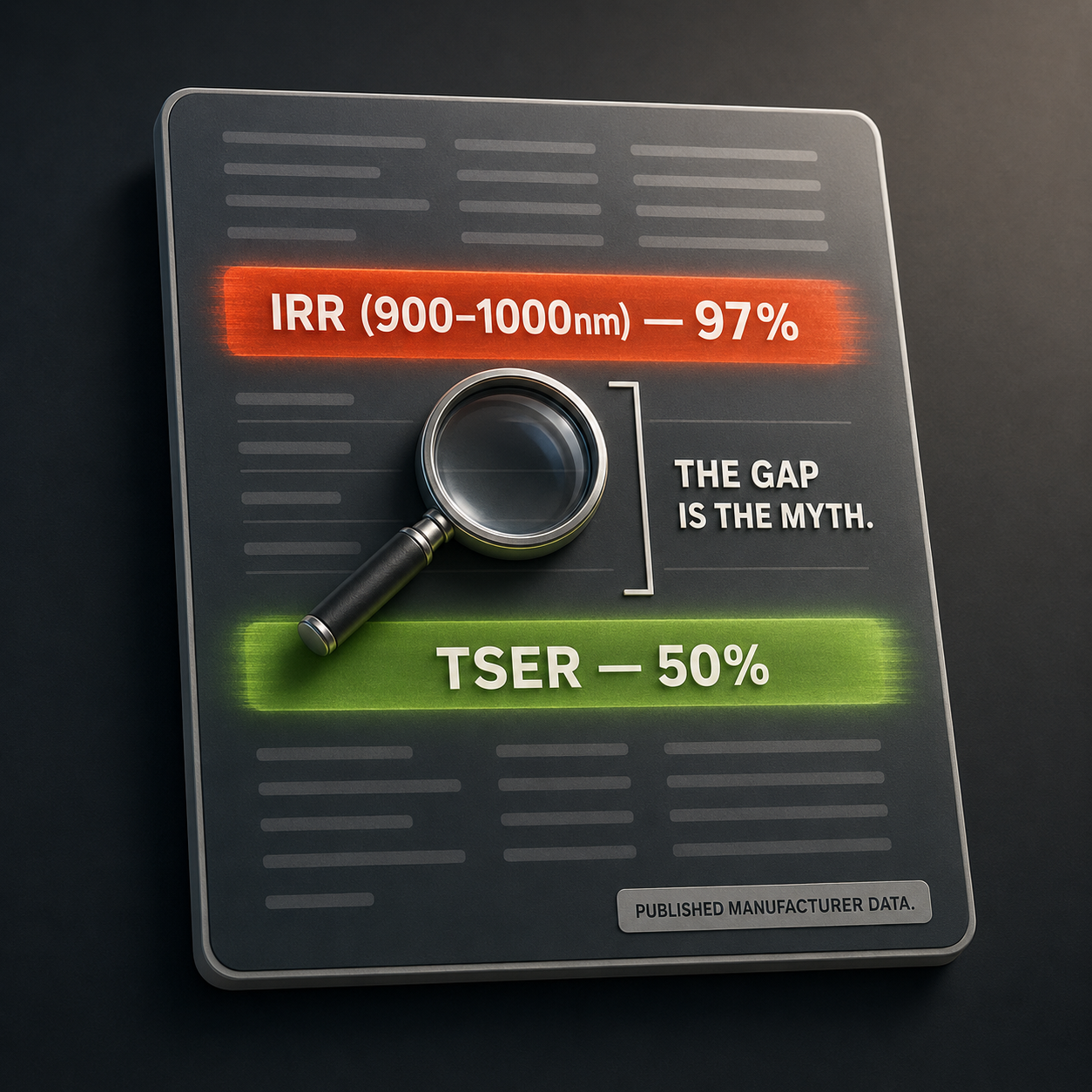 Infographic — Both Answers, One Published Sheet: 97% IRR and 50% TSER printed side by side on the same flagship product. The distance between them is the myth, quantified.