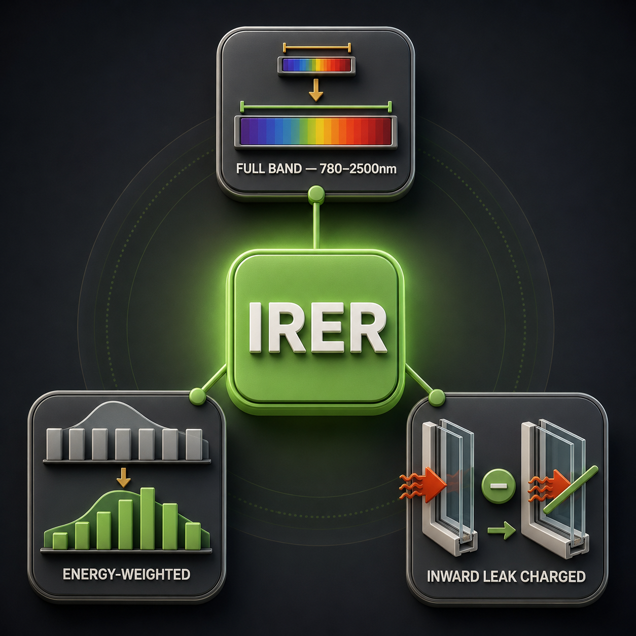 Infographic — IRER: The Full Band, Weighted, With the Leak Charged: One published definition resolves the range problem, the weighting problem, and the accounting problem at once.